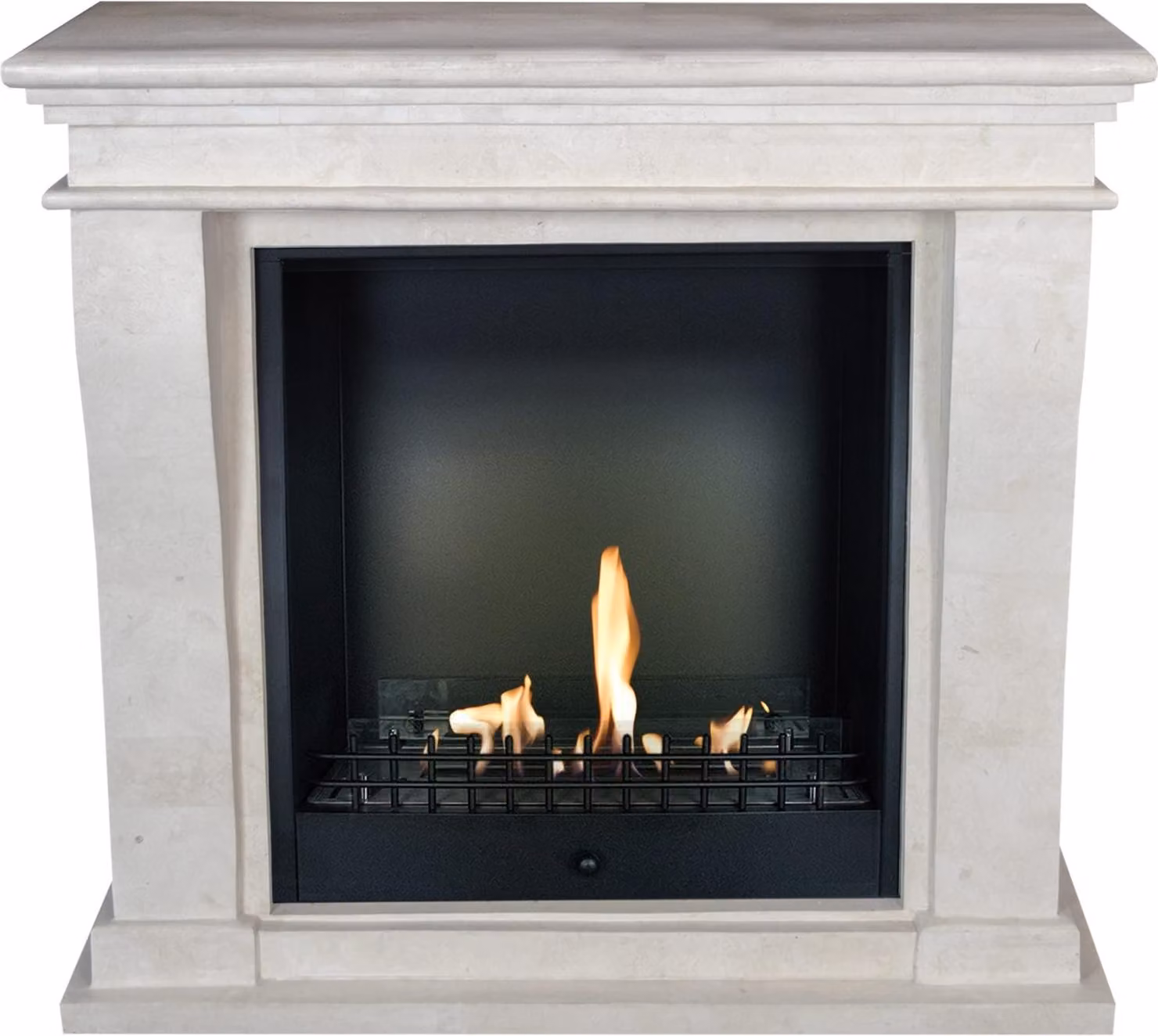 Caminetto a etanolo Xaralyn - Kreta-Mini BCL-SWU - pietra naturale bianca - riscaldamento a 3 kW - caminetto da incasso incluso - caminetto decorativo