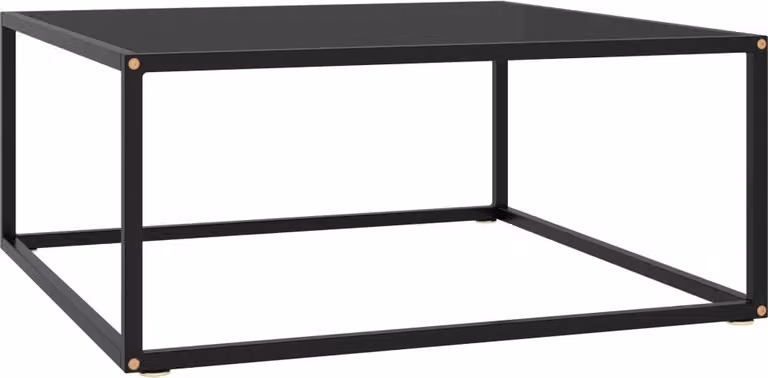 The Living Store Tavolino nero con vetro nero 80x80x35 cm
