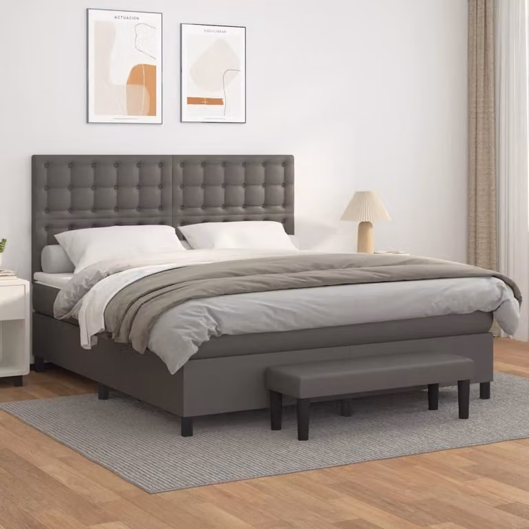 Maison Exclusive - Letto boxspring con materasso grigio 160x200 cm in ecopelle