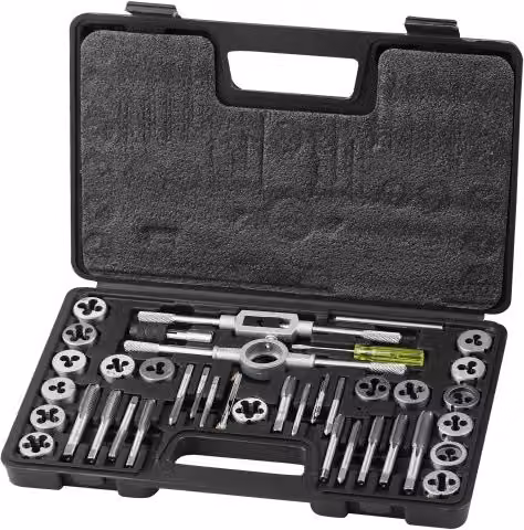 Set di 40 Filiere Maschi e Matrici VEVOR in Lega di Zinco Colore Argento per Filettatura Metrica M3 - M12 con Valigetta