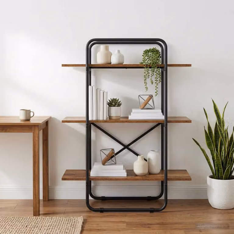 Libreria vidaXL a 3 livelli in stile industriale, colore quercia, L 80 cm x P 35 cm x H 105 cm