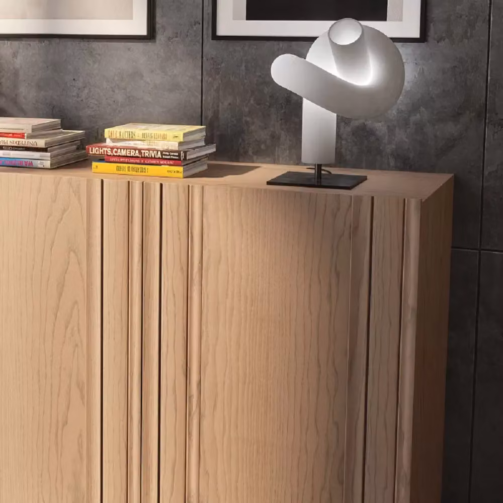 Madia credenza moderna in legno massello di frassino con ante in vetro e sistema soft close Mobili 2G L: 185 cm, P: 49 cm, H: 99 cm – 1