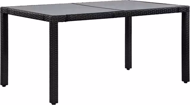 Set da Pranzo da Giardino 7 pz in Polyrattan Nero 44087