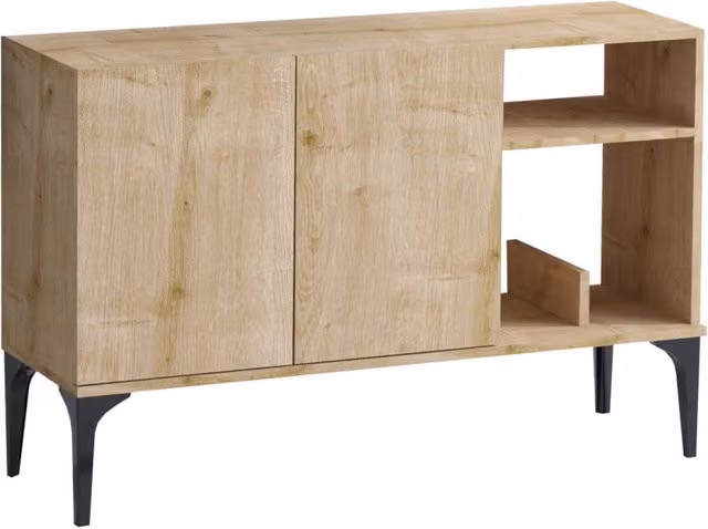 Credenza in legno "Oscar" - 120 x 40 x 80 cm - Rovere nero zaffiro