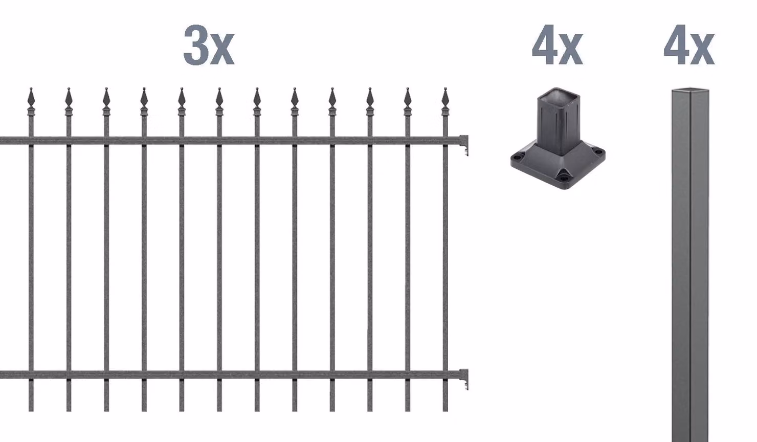 Alberts 510794 Set completo di recinzione Chaussee, da avvitare, antracite, altezza 100 cm, lunghezza 6 m