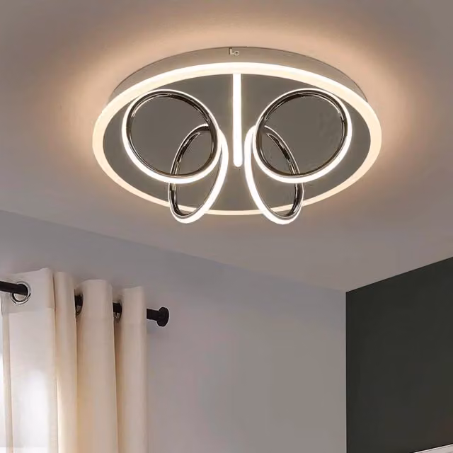 ZMH Lampada da soffitto LED moderna rotonda in metallo e plastica, luce bianco caldo 3000K, colore bianco e argento – 1