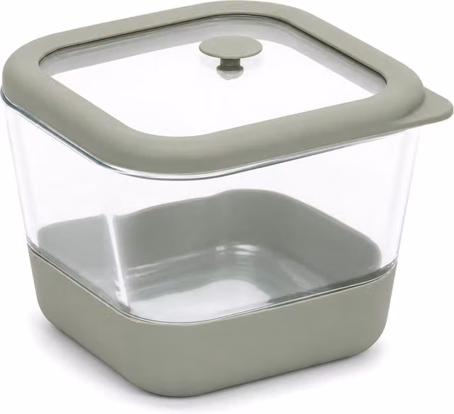 Contenitore alimentare quadrato in vetro trasparente con coperchio a scatto Siliglass, 800 ml
