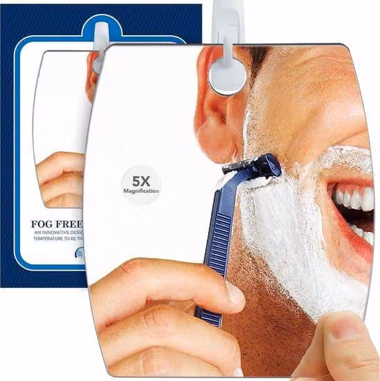 Piccolo specchio cosmetico antiappannamento da bagno, autoadesivo, da viaggio