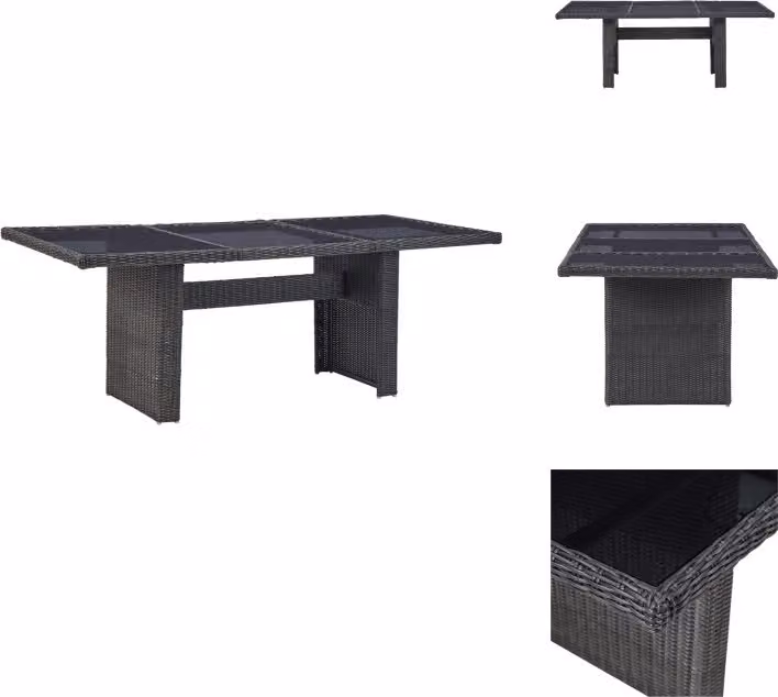 vidaXL Tavolo da pranzo da giardino nero 200x100x74 cm in vetro e poly rattan - Tavoli da giardino