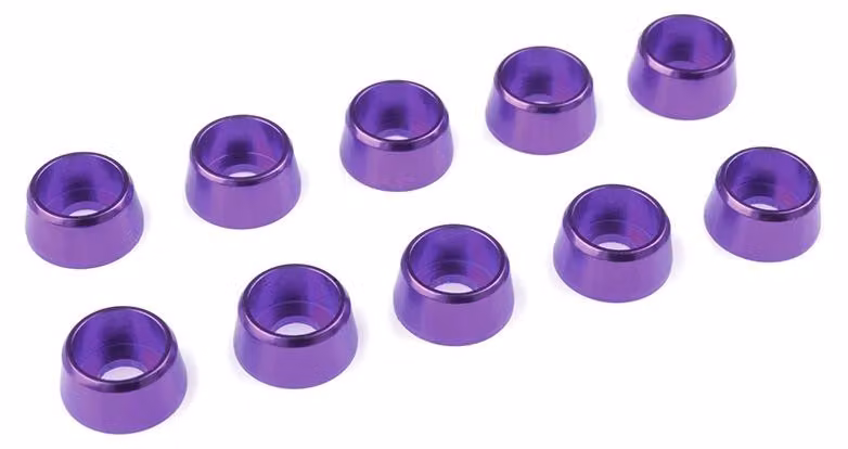 Rondella in alluminio G-Force per viti della testa del cilindro M4, diametro esterno (AD) 10 mm, colore viola, confezione da 10 pezzi / GF-0406-042
