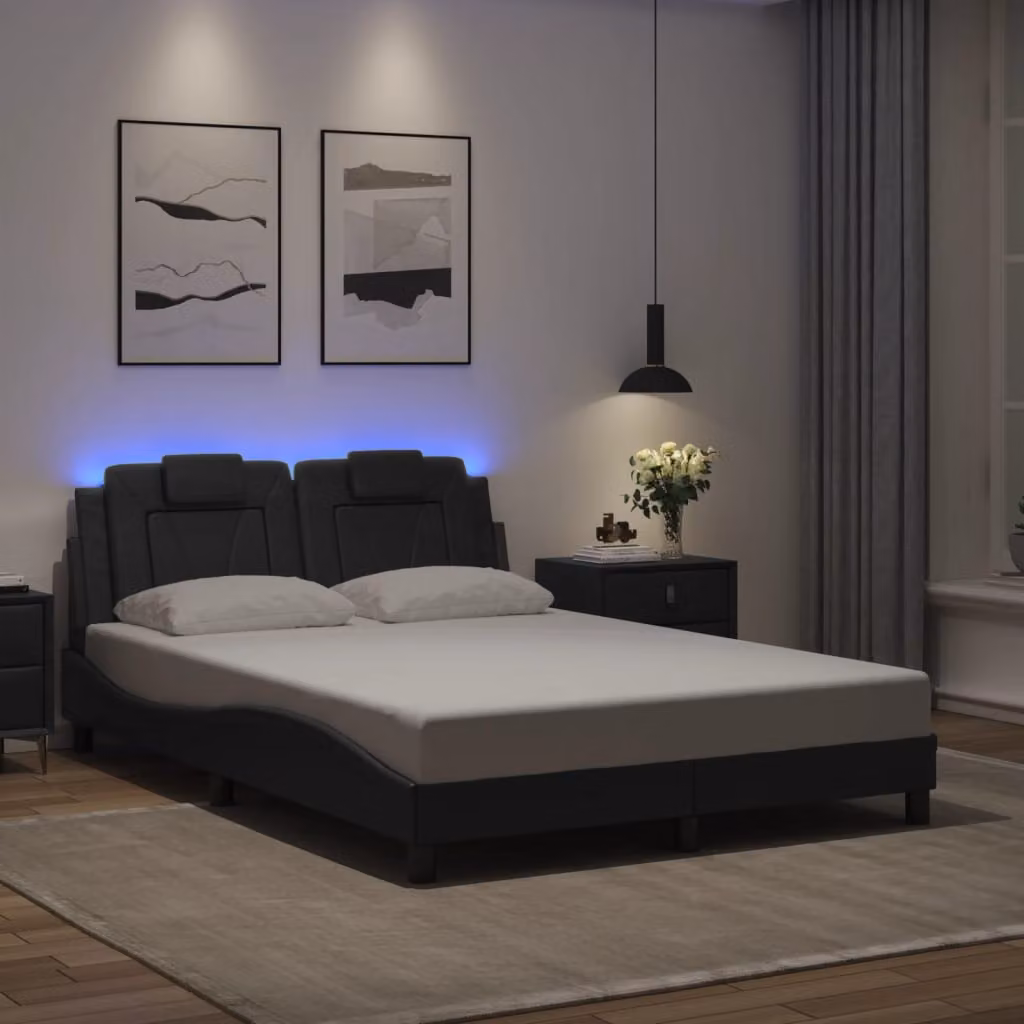Giroletto Viana vidaXL con LED e porta USB, Grigio, L/P/H: 120 x 200 cm – 1