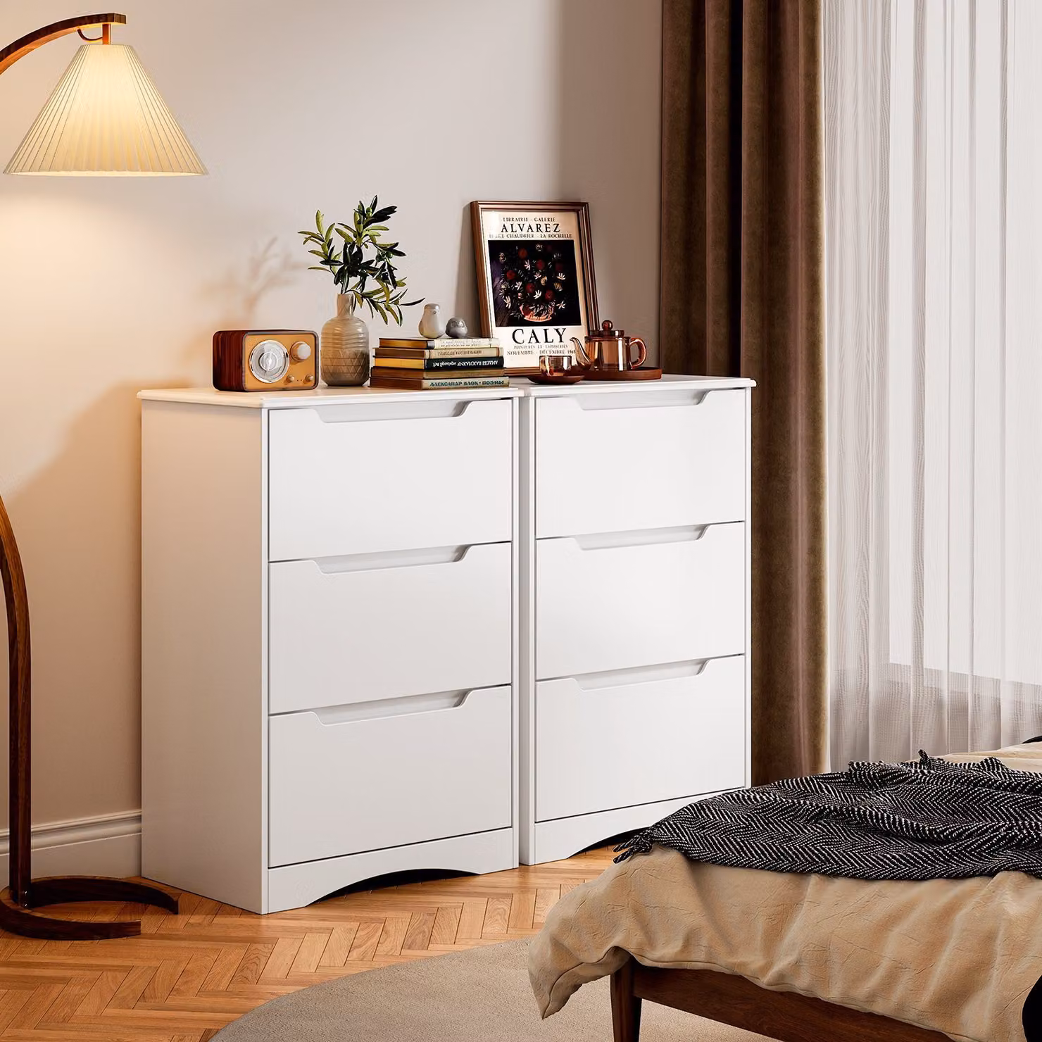Cassettiera Bealife con 3 cassetti, mobile, credenza, 62x41x82cm, bianco