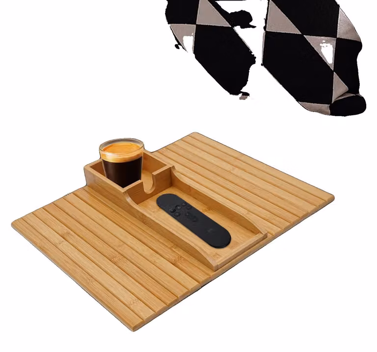 Tavolino da divano, realizzato in bambù, dimensioni 41,5 x 34 cm, design antiscivolo, compatibilità versatile, facile da pulire