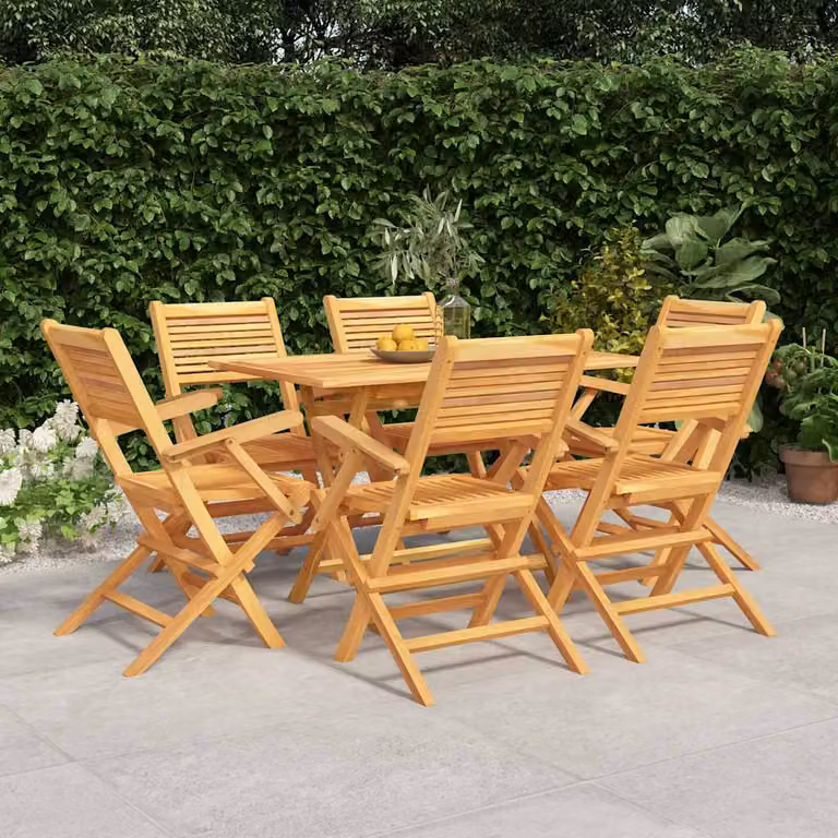Set da pranzo da giardino vidaXL in legno di teak marrone, 7 pezzi