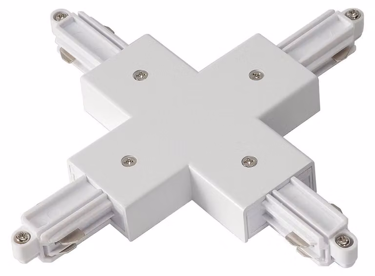 Connettore a X per binario HV a circuito singolo, versione per montaggio in superficie, bianco