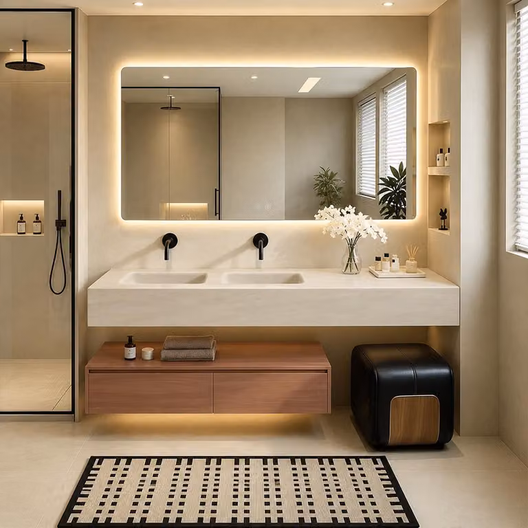 Set di mobili da bagno, set di lavabo sospeso, set completo di mobili da bagno moderni, set per il bagno con ampio spazio per il lavabo, dimensioni 190 x 55 cm [RW108 - 190 BKK]