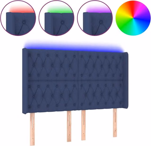 Testiera | Testata a LED Blu 147x16x118/128 cm in Tessuto