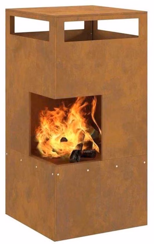 Legna da ardere – Stufa a legna – Termometro – Forno in terracotta – Camino – Stile artigianale – Acciaio ecologico – Marrone – 50x50x100 cm