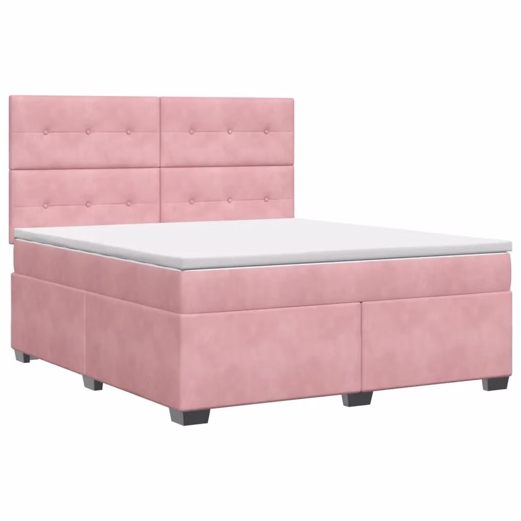 Letto box spring con materasso vidaXL in velluto rosa, con base a sollevamento e molle a tasche, L/P: 160 x 200 cm – 2