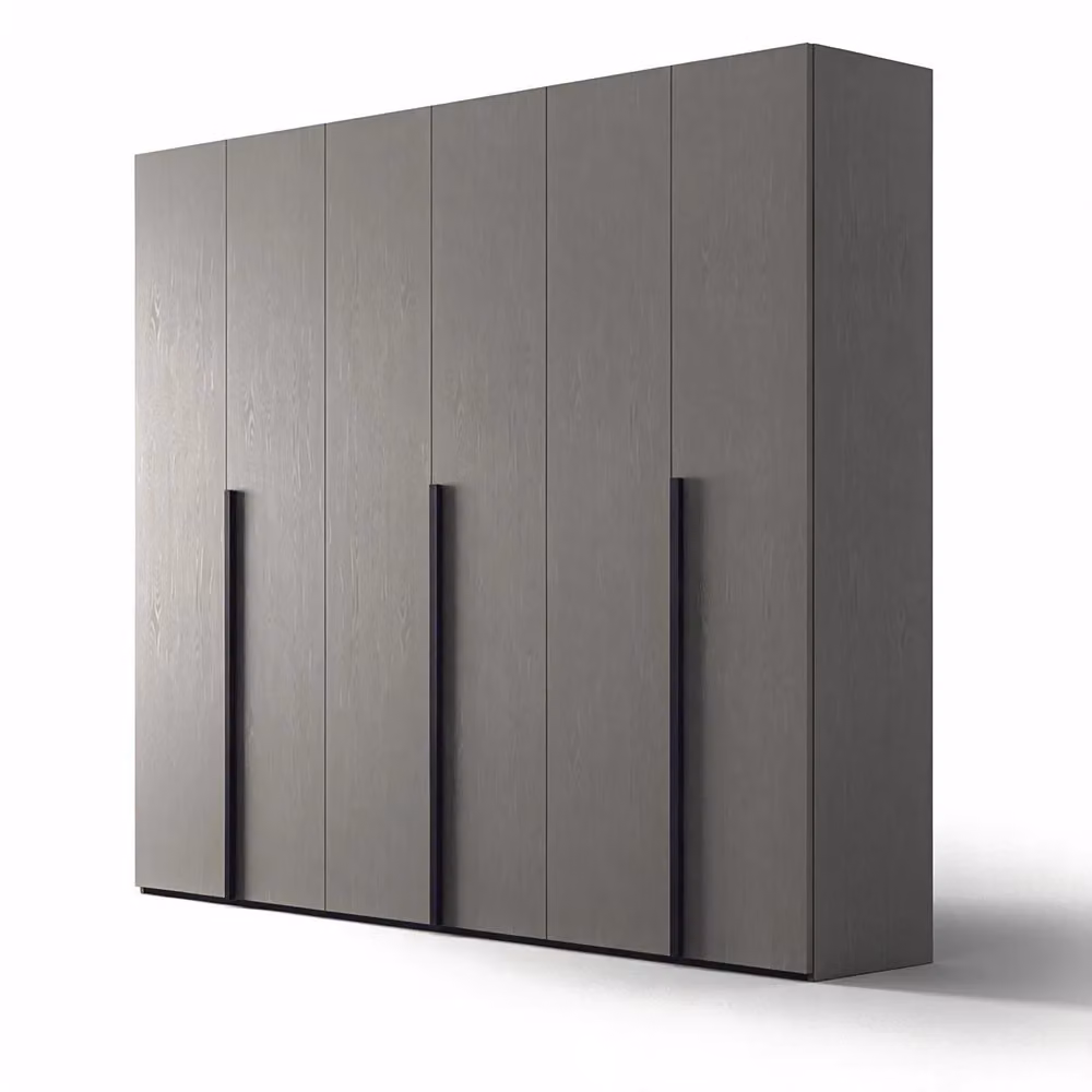Armadio Coco a 6 ante battenti con maniglie nero opaco, colore cemento, L: 276 cm, P: 60,3 cm, H: 250 cm – 2