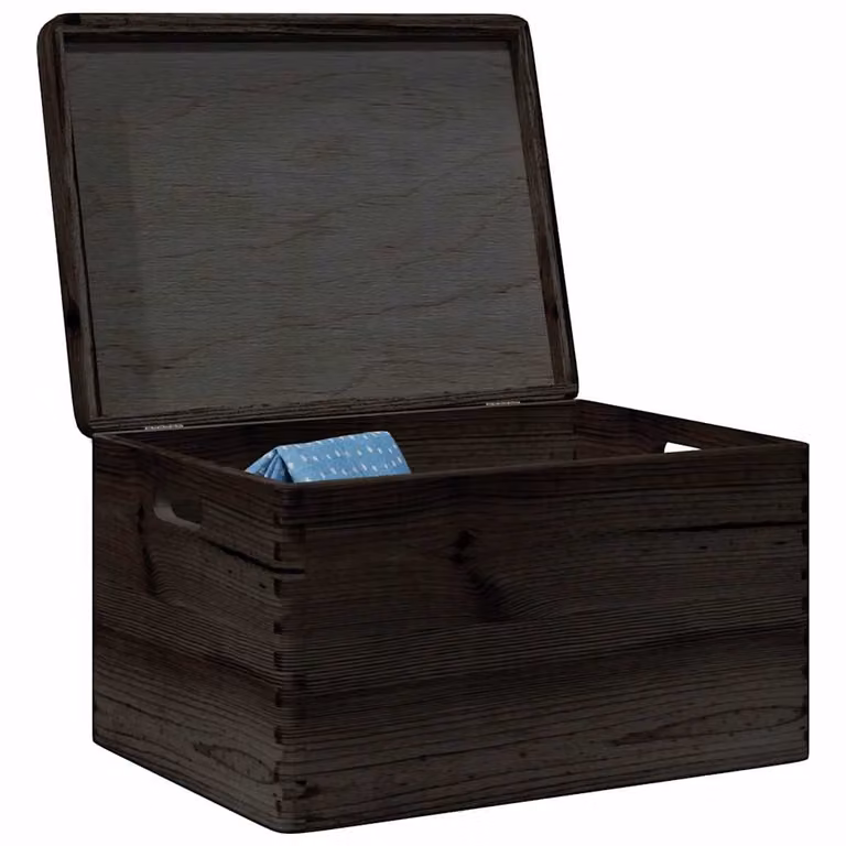 Scatola in legno con coperchio e manici vidaXL, colore nero, L 40 cm x P 30 cm x H 23 cm