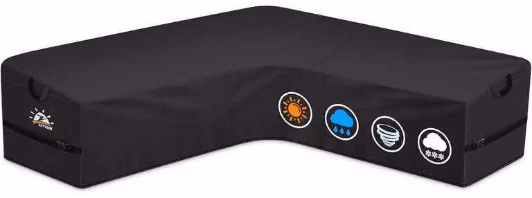 Copertura protettiva a forma di V per mobili da giardino, dimensioni 265x265x80 cm, tessuto Oxford 600D, rivestimento in PU, impermeabile, ideale per divani angolari