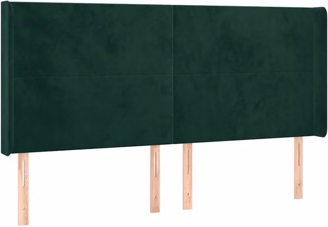 Testiera ad orecchio in velluto verde scuro L: 203 cm, P: 16 cm, H: 118/128 cm – 1