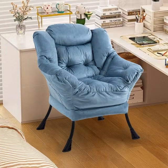 Poltrona Relax Minimal con Struttura in Metallo e Tasca Laterale Grigia – 1