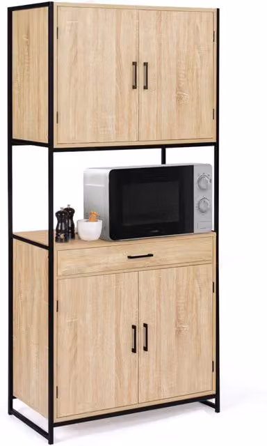IDMarket Credenza da cucina DETROIT in stile industriale con 4 ante e cassetto, L: 80 cm, P: 40 cm, H: 76,5 cm