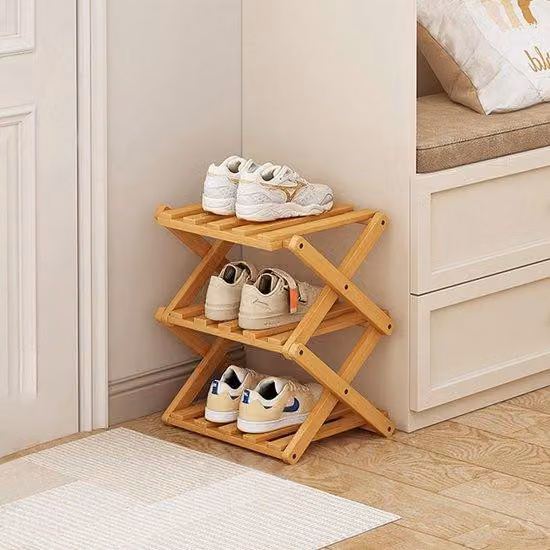 Azomor: porta scarpe a tre scomparti, trasportabile e pieghevole, ideale per spazi ridotti