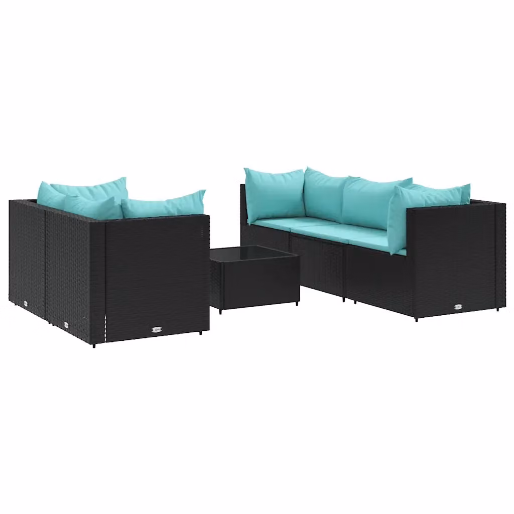 vidaXL Set Mobili da Giardino 6 pz Moderno con Cuscini Blu e Struttura in Metallo Nero – 2
