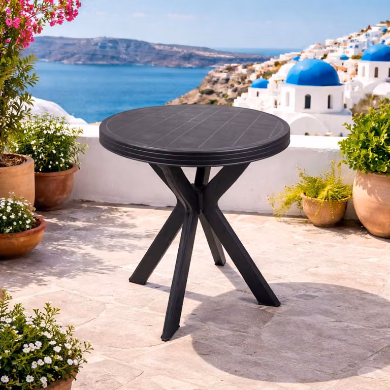 Tavolo da giardino, tavolo da balcone, tavolo da bistrot, tavolo rotondo, antracite, Ø70xH72 cm