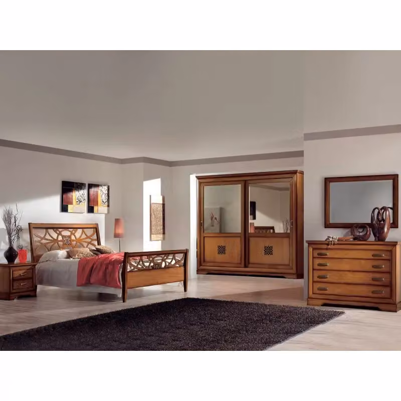 Camera da letto completa classica in legno intagliato Mobili 2G colore noce o bianco – 1