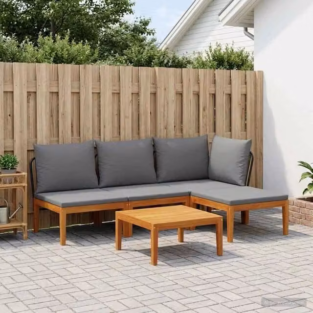 Set da giardino moderno vidaXL in legno di acacia con 5 cuscini, L/P/H: 110 x 60 x 30 cm – 1