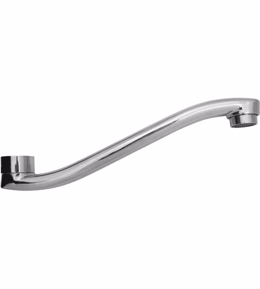Bocca Curva per Lavello 25 cm Metallo Finitura Cromo con Rompigetto