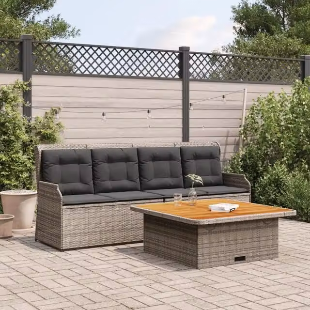 Set Divani da Giardino 3 pz con Cuscini Grigio in Polyrattan 3262588