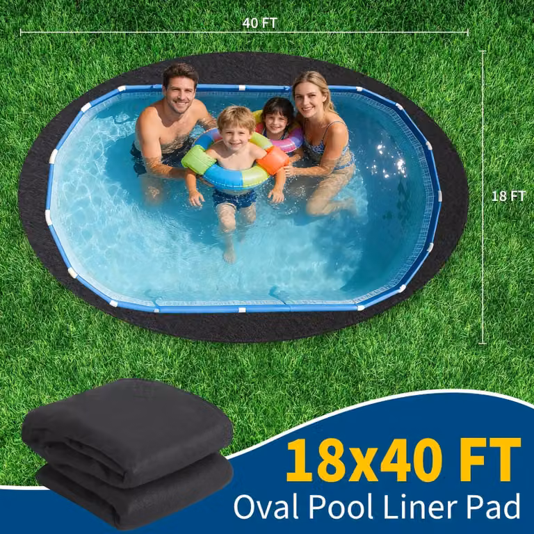 Telo protettivo per piscine gonfiabili, realizzato in tessuto non tessuto (geotessile), resistente, ideale per proteggere dal diserbo e dalle radici, ecologico, forma ovale