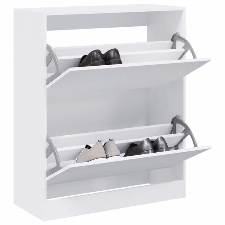 Scarpiera a parete vidaXL Bianca in Legno con scomparti basculanti L: 80 cm, P: 34 cm, H: 96,5 cm
