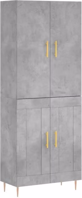 Credenza | Madia | Buffet da pranzo | Armadio da pranzo Grigio Cemento 69,5x34x180 cm in Legno Multistrato
