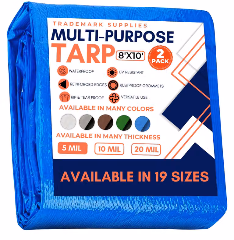 Telo coprioggetto blu, composto da 2 pezzi, impermeabile, resistente a carichi pesanti, dimensioni 3x4 metri, adatto per tende e tende da sole