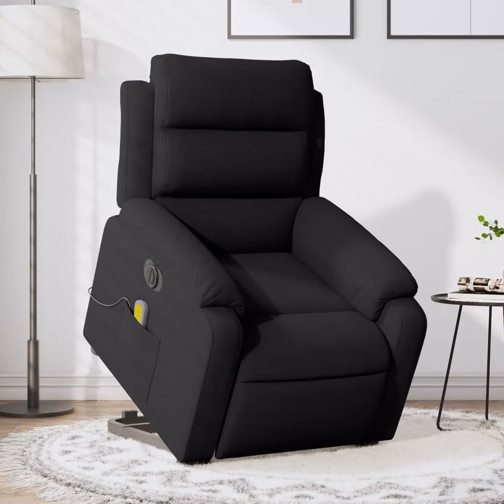 Poltrona Alzapersona Elettrica con Massaggio vidaXL in Velluto Nero – 1