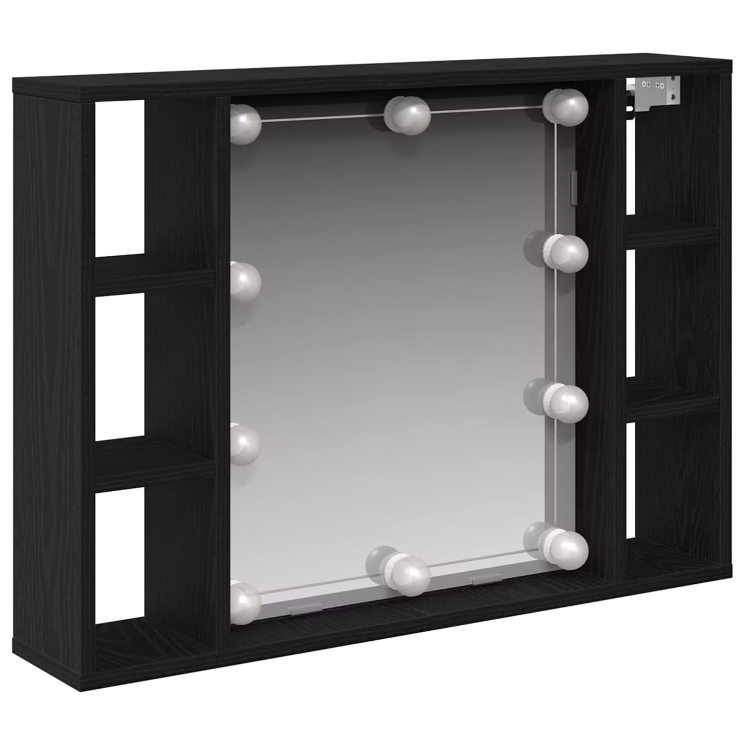 Mobiletto per specchio con specchio vidaXL in Rovere Nero, L: 76 cm, P: 15 cm, H: 55 cm