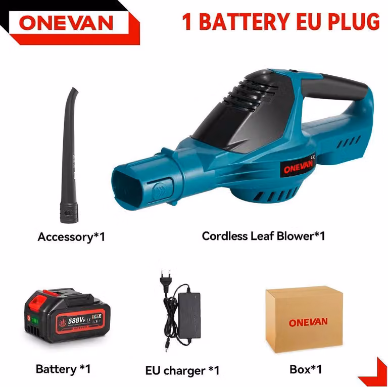 Soffiatore elettrico per foglie/aria - Senza fili e senza spazzole - 5 livelli di potenza - Fino a 180 m/s - 1 batteria da 18 V inclusa - Per foglie e neve