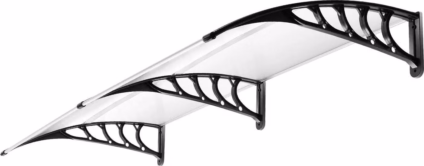 Tettoia per porta - Tenda da sole per esterni - 203×102 cm - Policarbonato - Protezione dalla pioggia e dai raggi UV - Per porta/finestra - Bianco