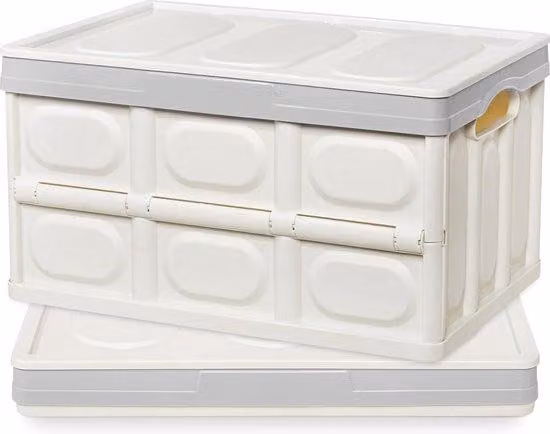 Set di 2 scatole professionali per traslochi, 55 litri, scatola da trasporto con coperchio, scatole impilabili, scatola portaoggetti, scatole per traslochi, scatole impilabili per lo stoccaggio e il trasporto, scatola portaoggetti pieghevole con maniglia,