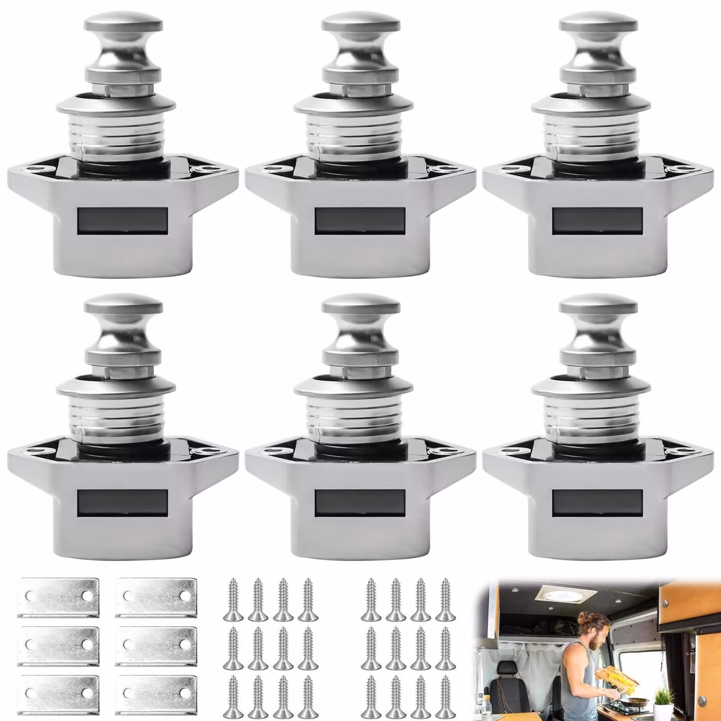 Set di 6 serrature a pulsante per caravan