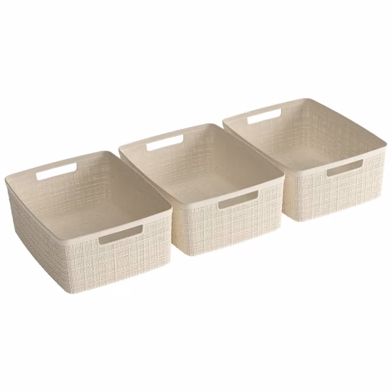 JUTE RECYCLING Scatola portaoggetti M 12L, set da 3, bianco sporco