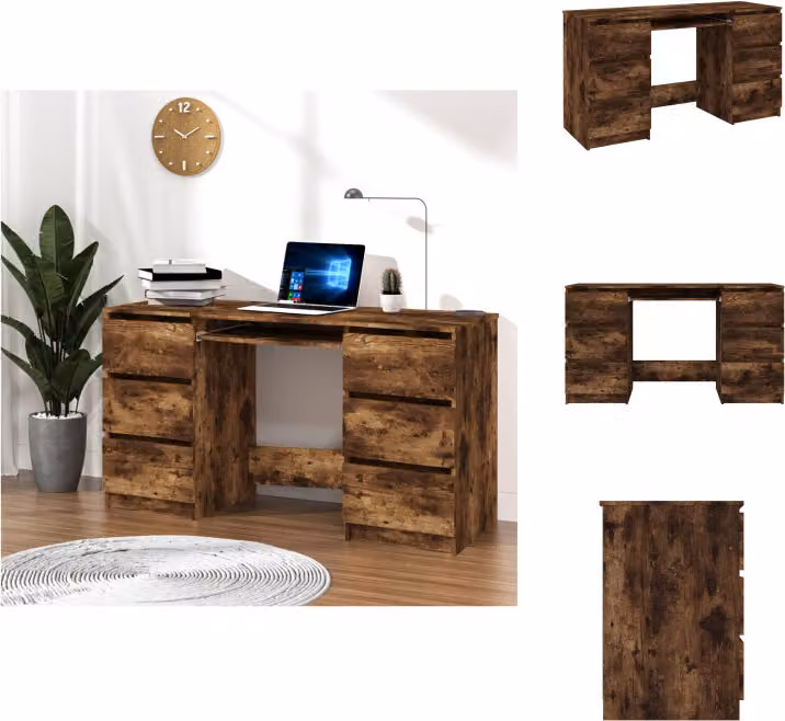 vidaXL Scrivania rovere affumicato 140x50x77 cm materiale a base di legno - Scrivanie