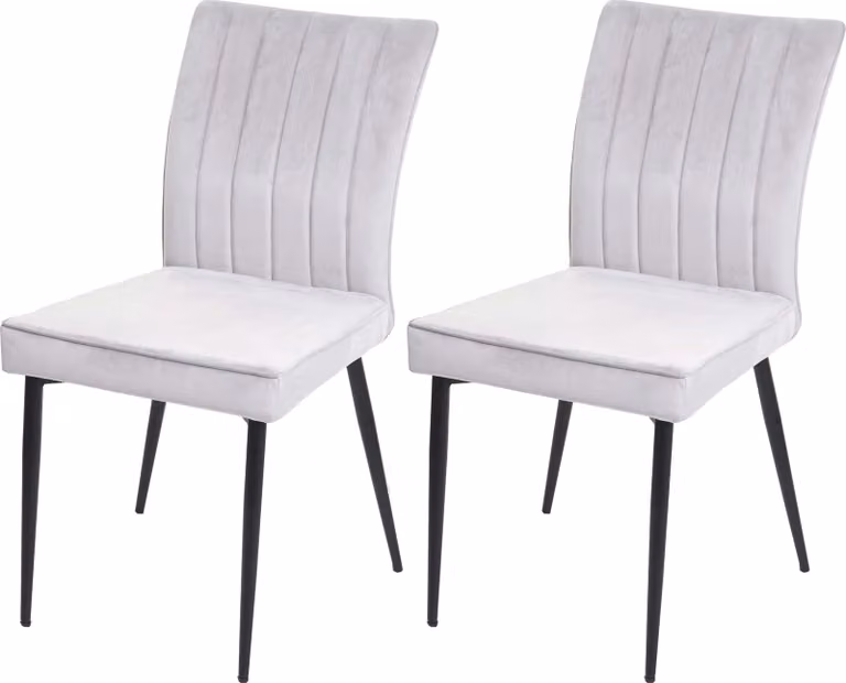 Set di 2 sedie da sala da pranzo | A x L x P 88 x 50 x 64 cm | Altezza seduta 48 cm | Velluto e metallo | Grigio chiaro | Sedia Sedia da cucina