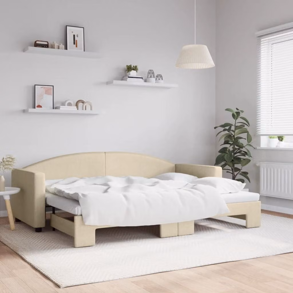 Maison Exclusive - Divano letto estraibile color crema 80x200 cm in tessuto